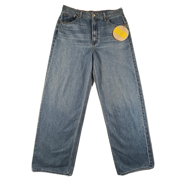 NEW MOTHER Denim SNACKS Fun Dip Puddle Jeans Wide Leg Light Wash Women’s Sz 30 - Picture 1 of 12